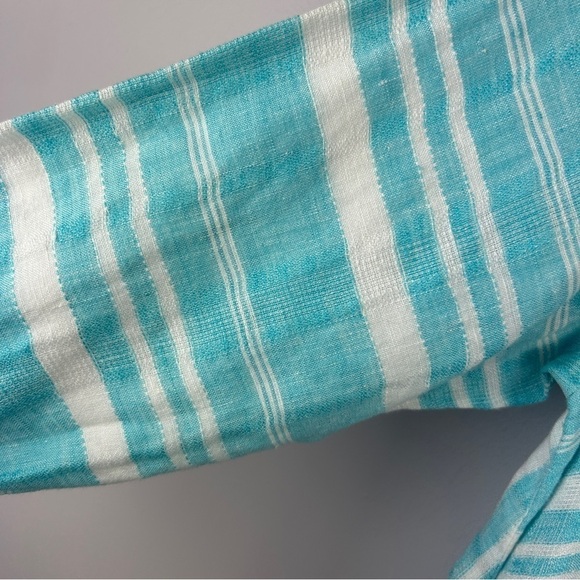 Habitat Coastal Nautical Blue Striped Linen Tunic Top Medium - Picture 8 of 16